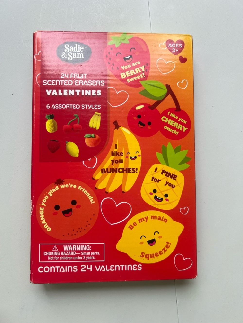 Sadie & Sam Valentines 24 Fruit Scented Erasers